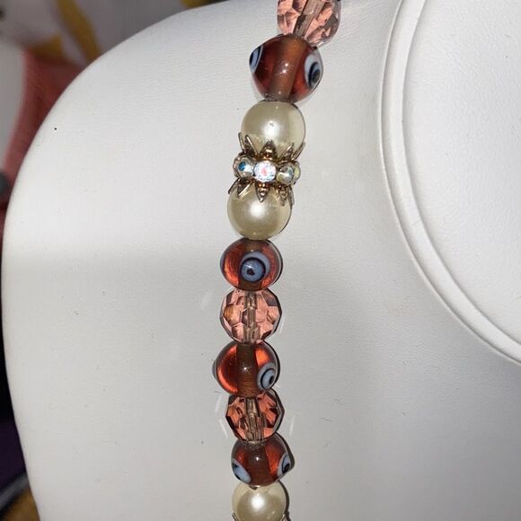 Swarovski Faceted Crystal & Evil Eye Bead Necklace - Picture 7 of 8